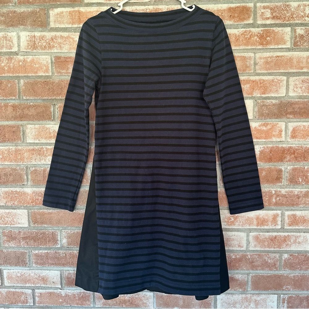 Sacai 1910 Navy Black Striped Long Sleeve Dress Women’s 2 Medium Cotton Rare